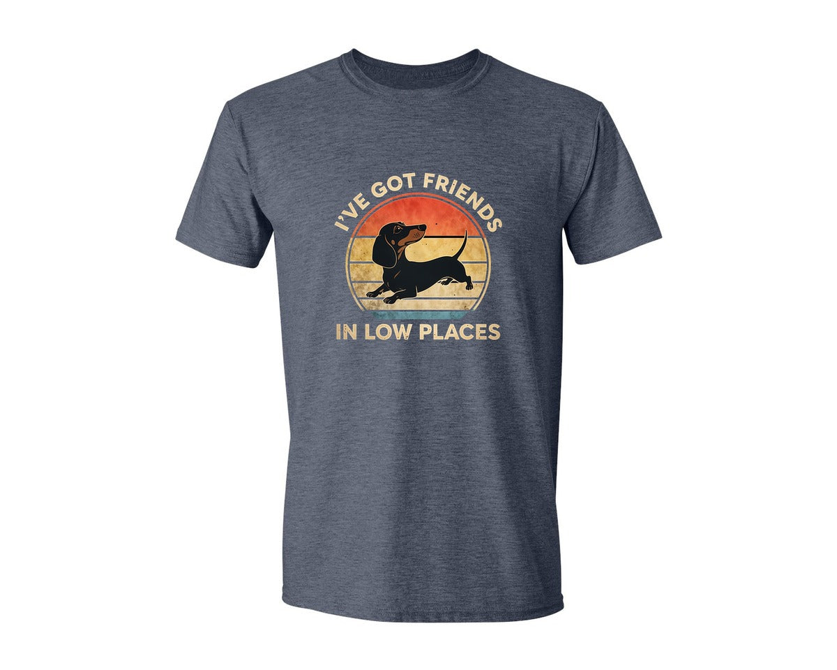 brand:Generic|color:Heather Navy|Dachshund Ive Got Friends In Low Places 2 Graphic T-Shirt