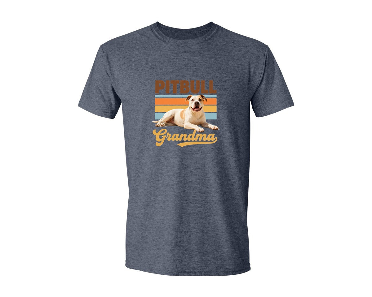 brand:Generic|color:Heather Navy|Pitbull Grandma T Shirt Design Graphic T-Shirt