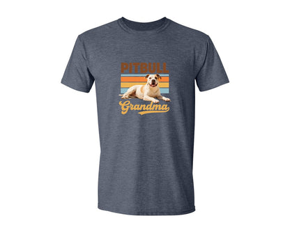 brand:Generic|color:Heather Navy|Pitbull Grandma T Shirt Design Graphic T-Shirt