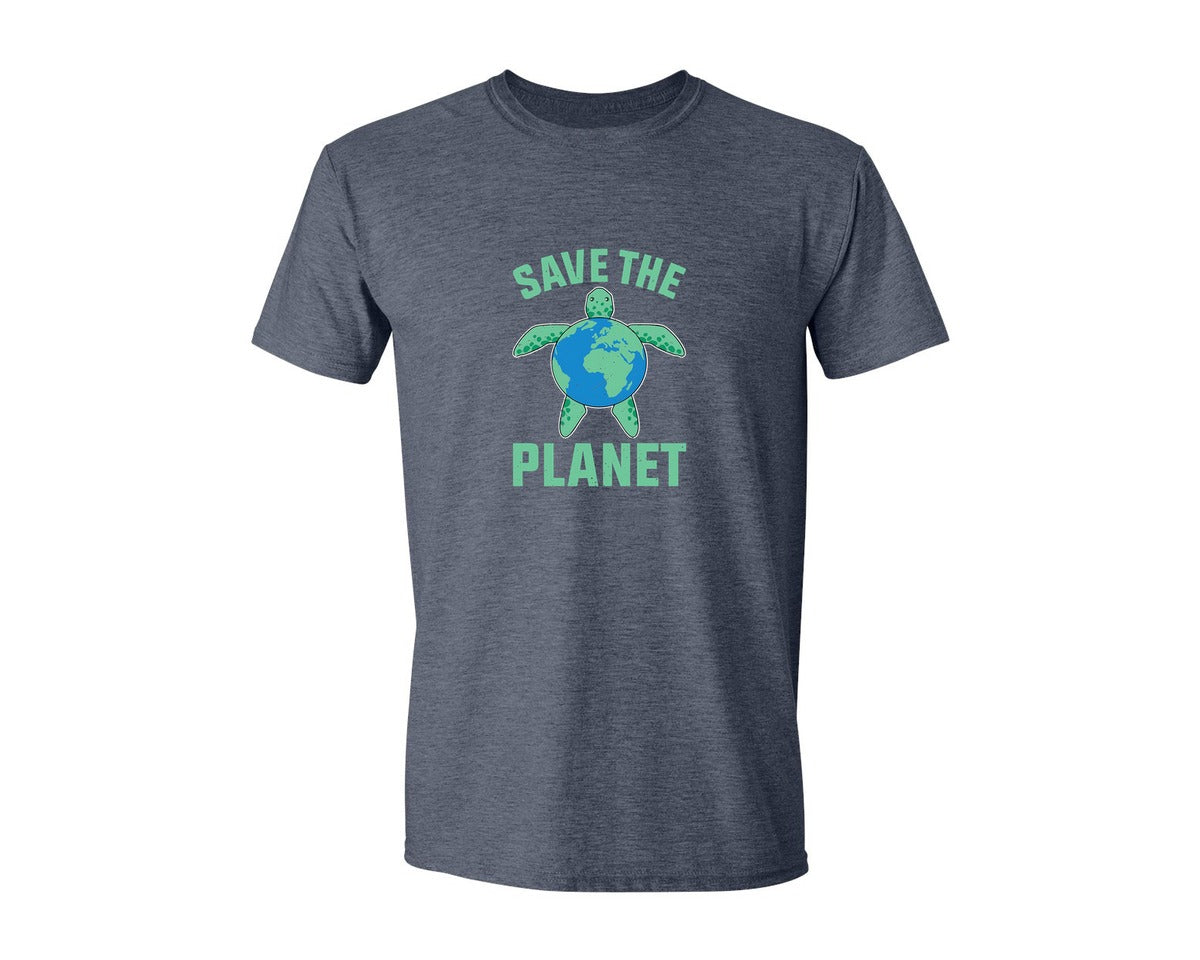 brand:Generic|color:Heather Navy|Save The Planet Turtle Earth Globe Graphic T-Shirt