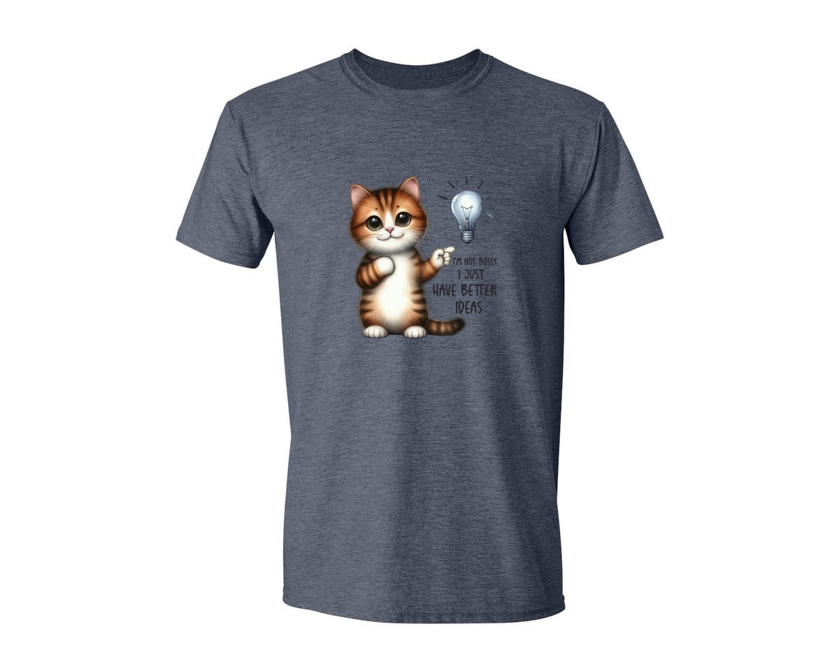 brand:Generic|color:Heather Navy|Funny Cat Sarcastic Sassy Im Not Bossy 2 Graphic T-Shirt