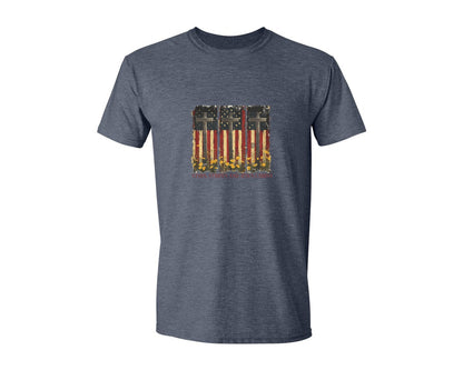 brand:Generic|color:Heather Navy|Stars And Stripes And Jesus Christ Graphic T-Shirt
