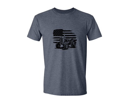 brand:Generic|color:Heather Navy|Tractor Flag Vector T Shirt Design Graphic T-Shirt