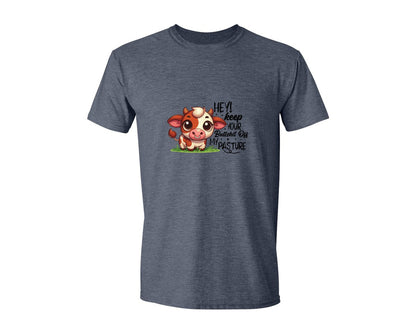 brand:Generic|color:Heather Navy|Funny Cow Hey Keep Your Bullshit Graphic T-Shirt