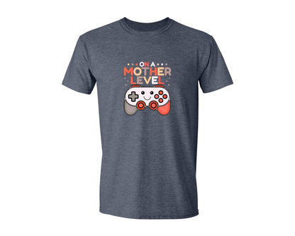 brand:Generic|color:Heather Navy|On A Mother Level Pregnancy Gamer Mom Graphic T-Shirt