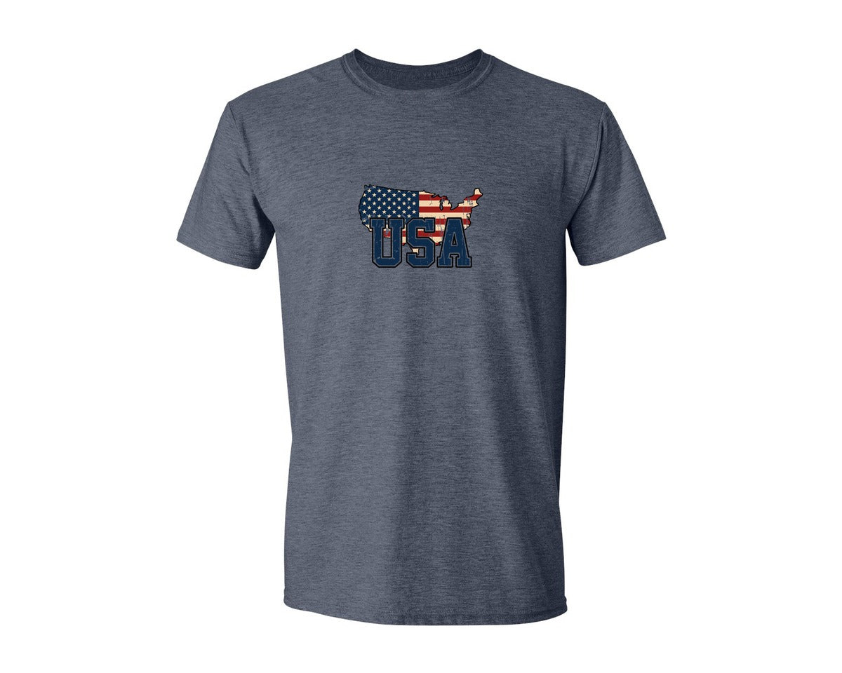 brand:Generic|color:Heather Navy|America Usa Map 4Th Of July Patriotic Graphic T-Shirt