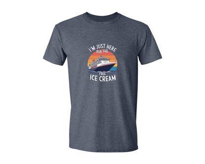 brand:Generic|color:Heather Navy|Im Just Here For The Free Ice Cream 2 Graphic T-Shirt