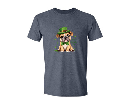 brand:Generic|color:Heather Navy|St Patricks Day Bulldog Graphic T-Shirt