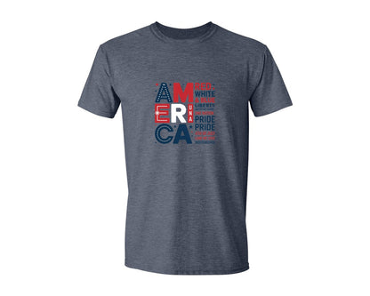 brand:Generic|color:Heather Navy|America Word Art Design Graphic T-Shirt