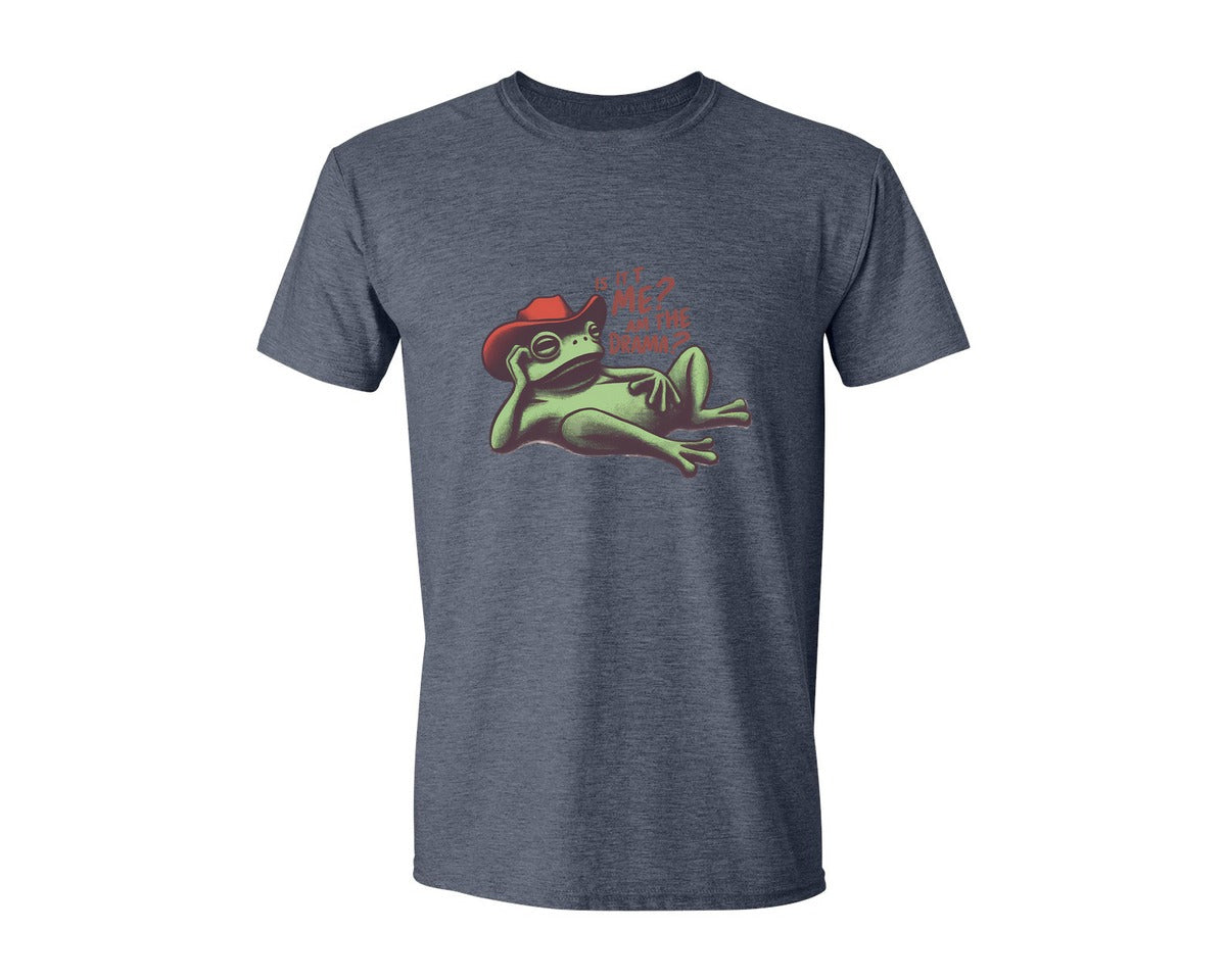 brand:Generic|color:Heather Navy|Drama Frog Funny Cowboy Aesthetic Graphic T-Shirt
