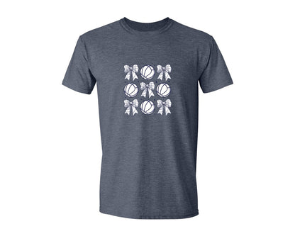 brand:Generic|color:Heather Navy|Volleyball Bow Volleyball Mama Graphic T-Shirt
