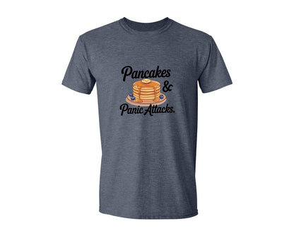 brand:Generic|color:Heather Navy|Pancakes Panic Attacks Graphic T-Shirt