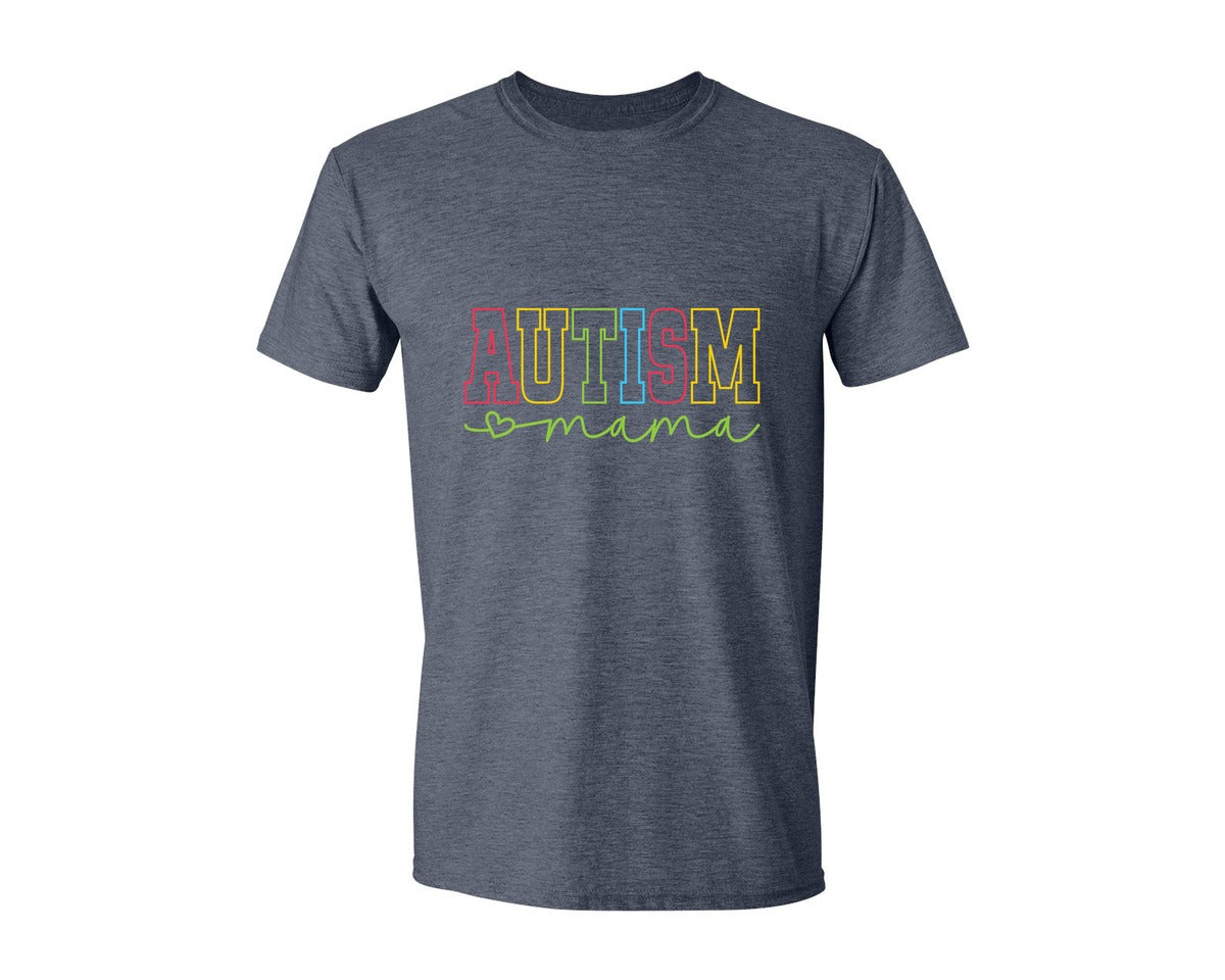 brand:Generic|color:Heather Navy|Autism Mama Awareness Graphic T-Shirt