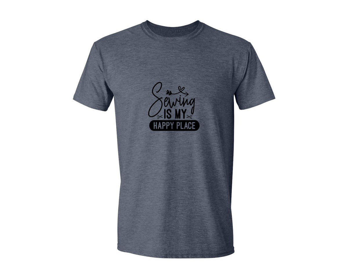 brand:Generic|color:Heather Navy|Sewing Is My Happy Place 36 Graphic T-Shirt