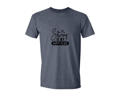 brand:Generic|color:Heather Navy|Sewing Is My Happy Place 36 Graphic T-Shirt