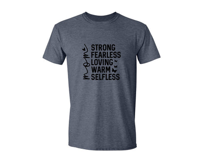 brand:Generic|color:Heather Navy|Strong Fearless Loving Warm Selfless Graphic T-Shirt