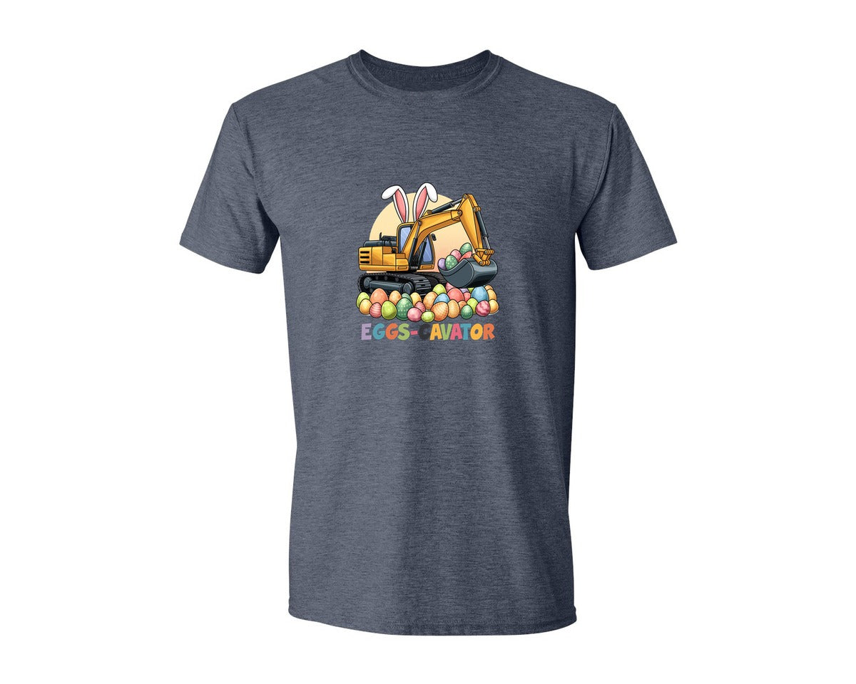 brand:Generic|color:Heather Navy|Eggs Cavator Easter Excavator 2 Graphic T-Shirt