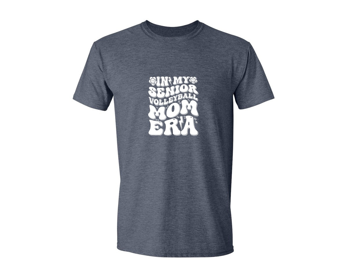 brand:Generic|color:Heather Navy|In My Senior Volleyball Mom Era 2 Graphic T-Shirt