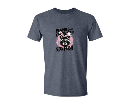 brand:Generic|color:Heather Navy|Bunnies Are Overrated Stay Feral 2 Graphic T-Shirt