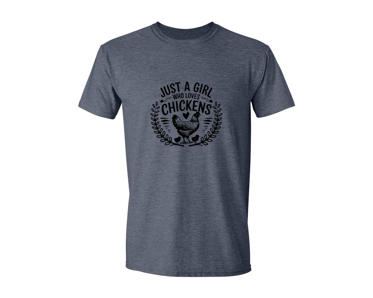 brand:Generic|color:Heather Navy|Just A Girl Who Loves Chickens T Shirt D Graphic T-Shirt