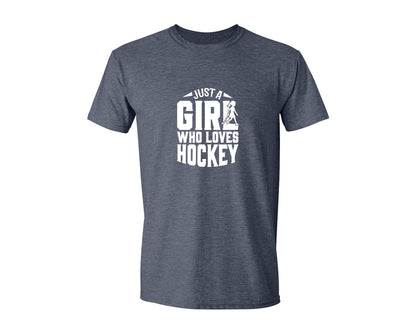 brand:Generic|color:Heather Navy|Girl Who Loves Hockey Hockey Graphic T-Shirt