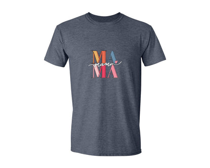 brand:Generic|color:Heather Navy|Colorful Hand Lettered Mama Quote Art Graphic T-Shirt