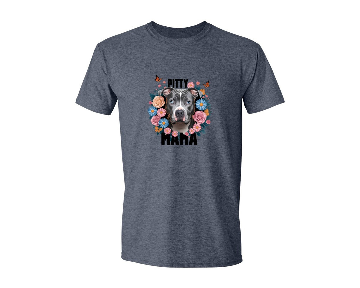 brand:Generic|color:Heather Navy|Pitty Mama Cute Pitbull Dog 3 Graphic T-Shirt