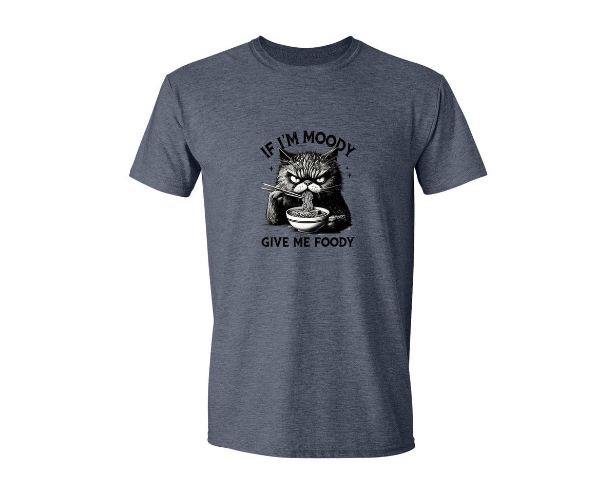 brand:Generic|color:Heather Navy|Funny Sarcastic Cat Ramen If Im Moody Graphic T-Shirt