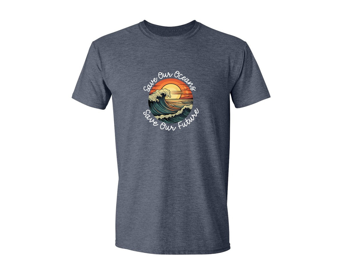 brand:Generic|color:Heather Navy|Save Our Oceans Save Our Future Graphic T-Shirt