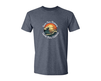 brand:Generic|color:Heather Navy|Save Our Oceans Save Our Future Graphic T-Shirt