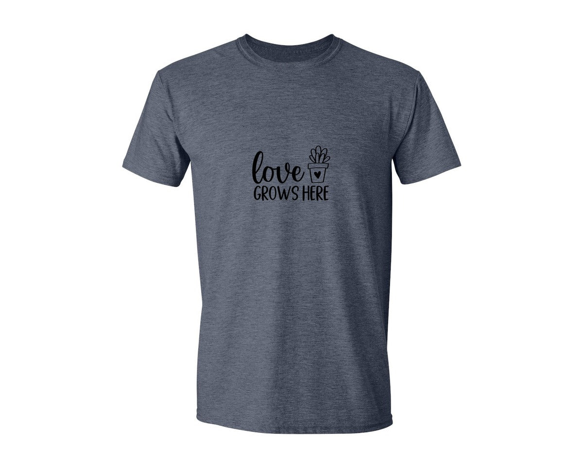 brand:Generic|color:Heather Navy|Love Grows Here 133 Graphic T-Shirt
