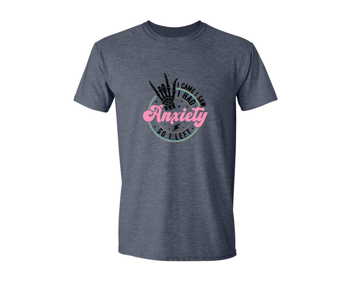 brand:Generic|color:Heather Navy|I Came I Saw I Had Anxiety Graphic T-Shirt