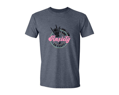 brand:Generic|color:Heather Navy|I Came I Saw I Had Anxiety Graphic T-Shirt