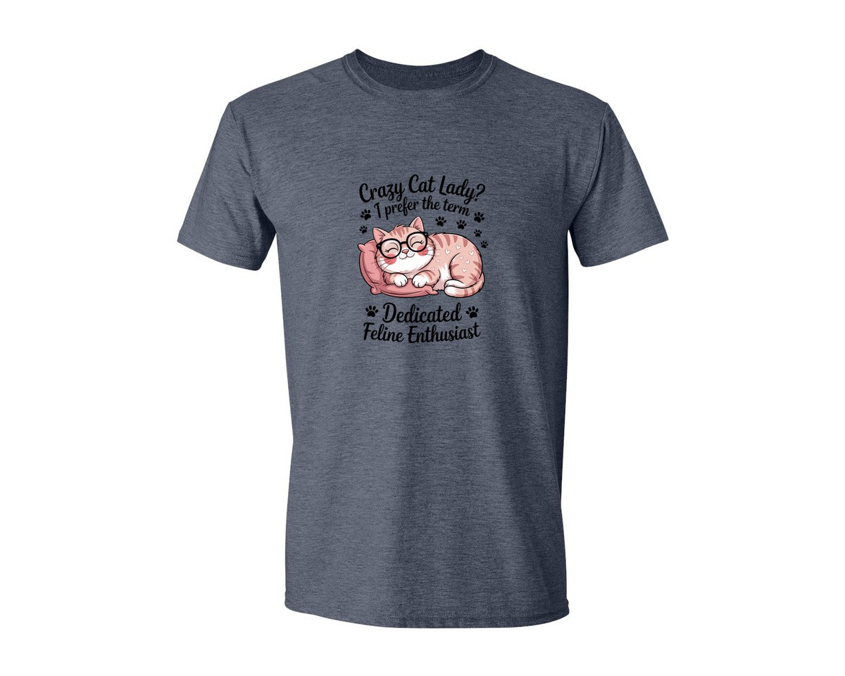 brand:Generic|color:Heather Navy|Funny Crazy Cat Lady Graphic T-Shirt