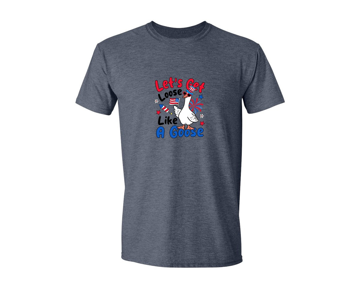 brand:Generic|color:Heather Navy|Funny 4Th Of July Goose Graphic T-Shirt