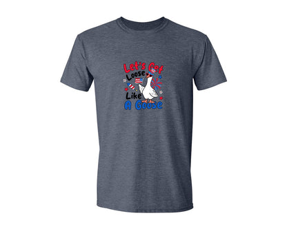 brand:Generic|color:Heather Navy|Funny 4Th Of July Goose Graphic T-Shirt