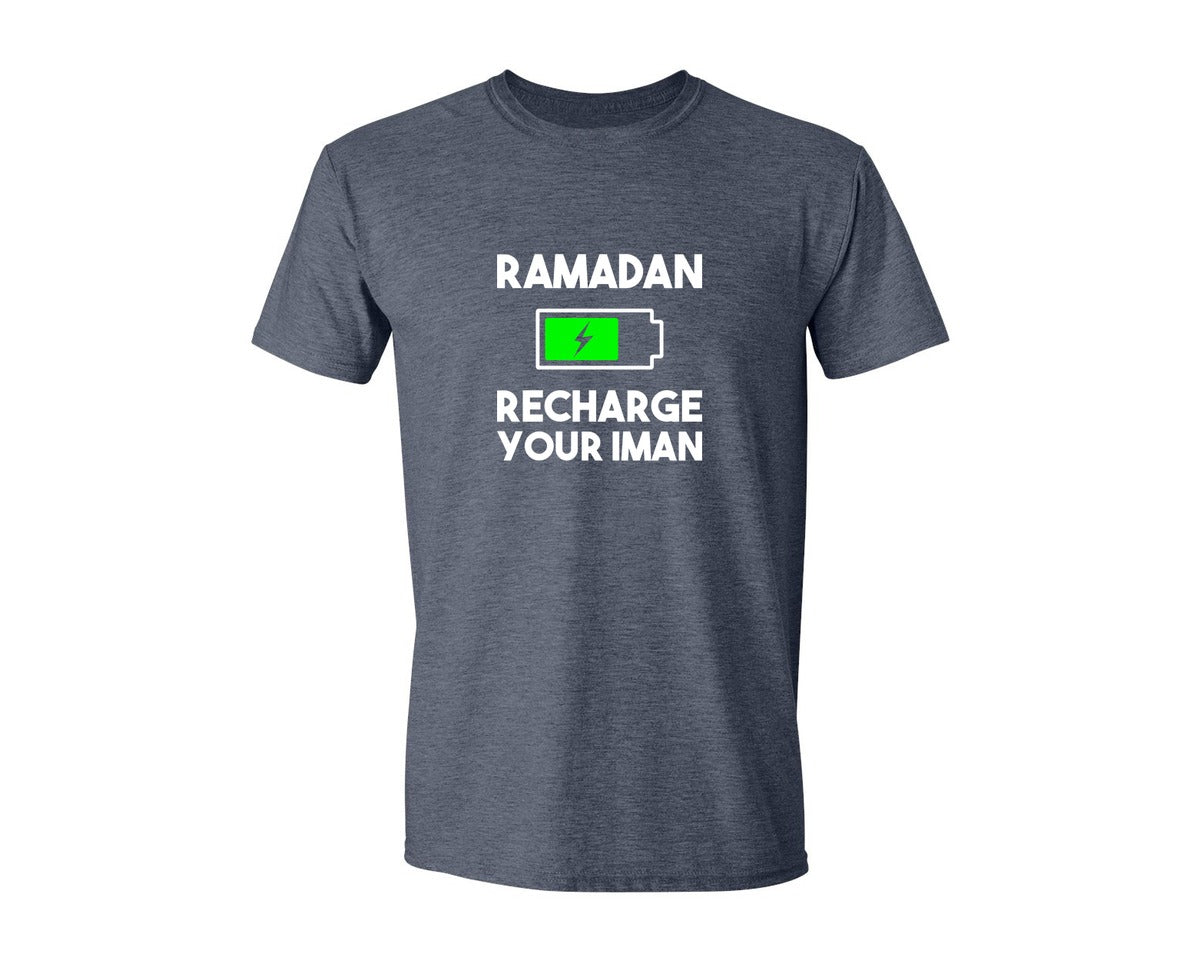 brand:Generic|color:Heather Navy|Ramadan Recharge Your Iman Muslim Motiv Graphic T-Shirt