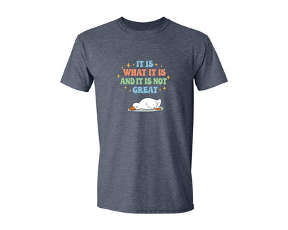 brand:Generic|color:Heather Navy|Funny Duck It Is What It Is Graphic T-Shirt