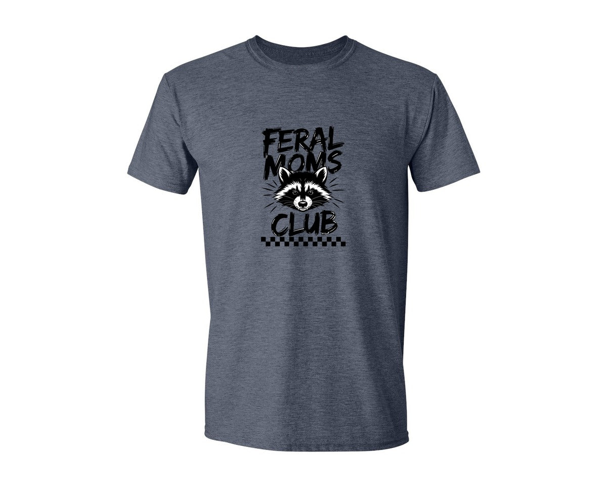 brand:Generic|color:Heather Navy|Feral Moms Club Mom Life Raccoon Graphic T-Shirt