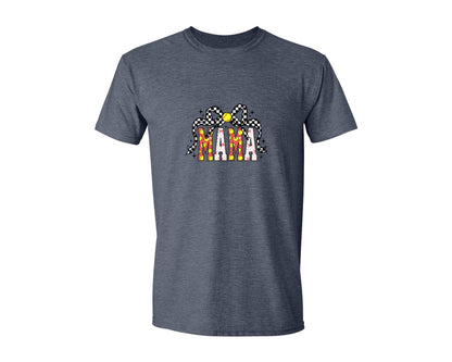 brand:Generic|color:Heather Navy|Retro Softball Mama Coquette 4 Graphic T-Shirt