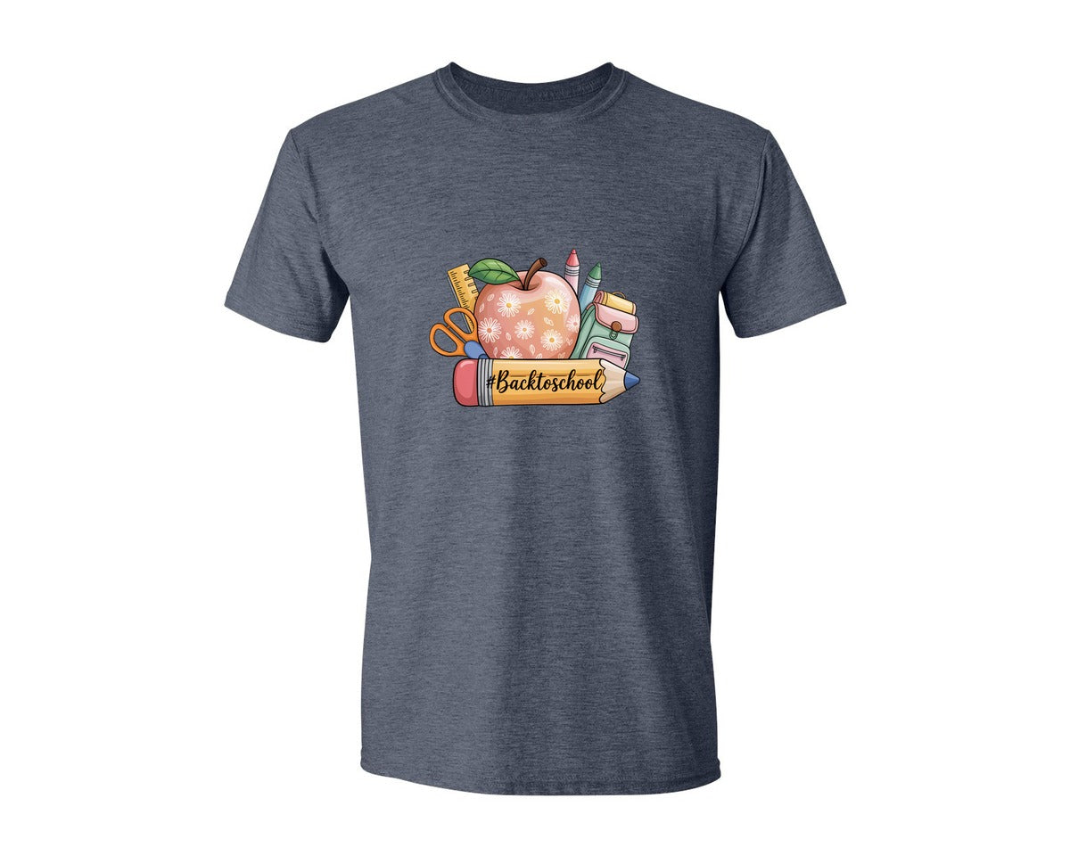 brand:Generic|color:Heather Navy|Back To School Graphic T-Shirt