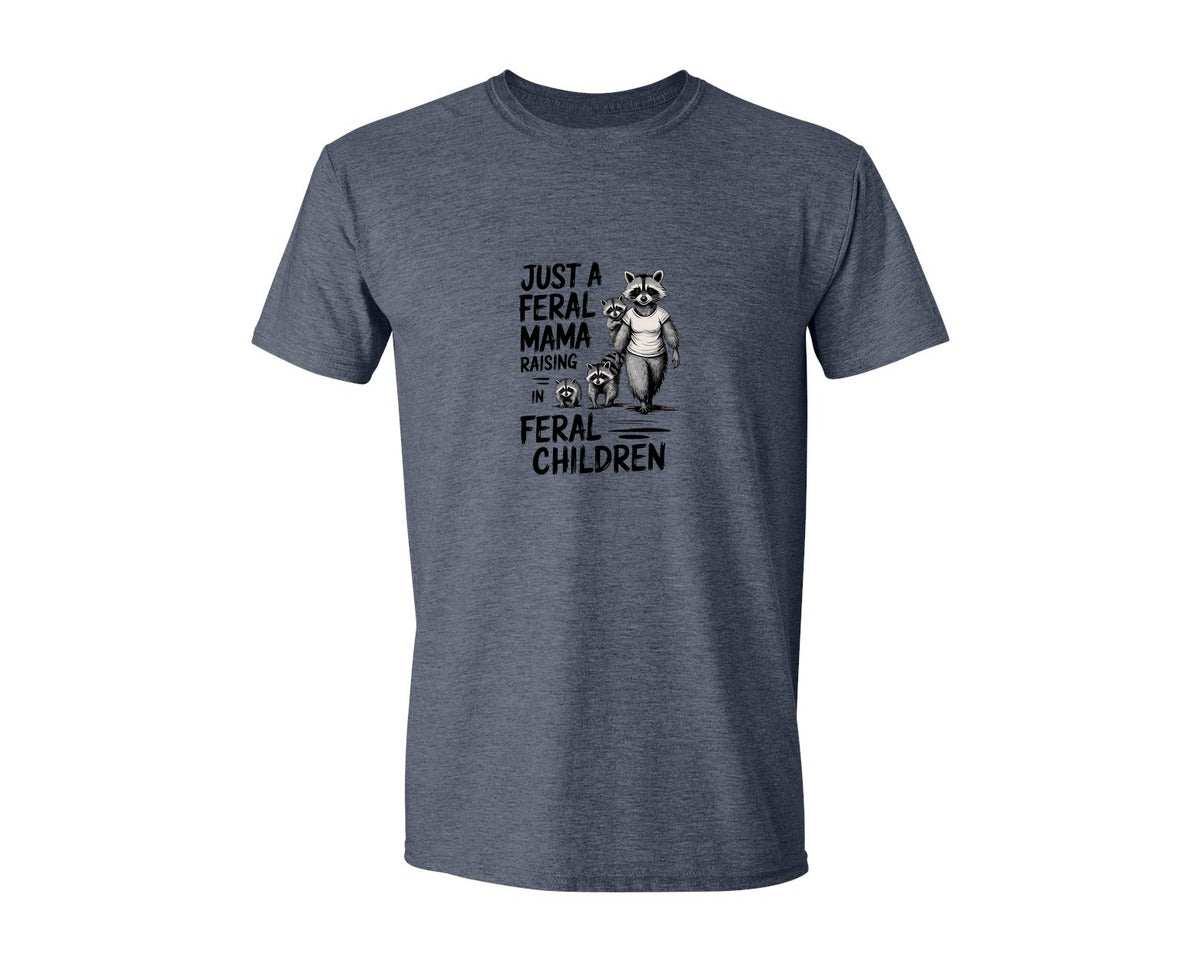 brand:Generic|color:Heather Navy|Funny Mothers Day Raccoon Mama Tired Graphic T-Shirt