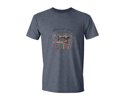 brand:Generic|color:Heather Navy|Quilting When Life Goes To Pieces Graphic T-Shirt