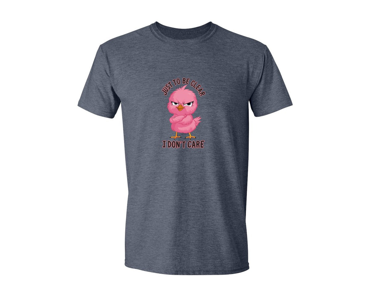 brand:Generic|color:Heather Navy|Just To Be Clear I Dont Care Chicekn Graphic T-Shirt