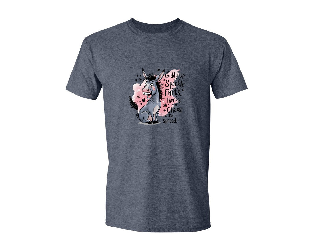brand:Generic|color:Heather Navy|Funny Donkey Sparkle Farts 2 Graphic T-Shirt