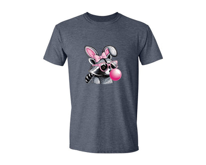 brand:Generic|color:Heather Navy|Cute Raccoon With Glasses Bubble Gum 6 Graphic T-Shirt