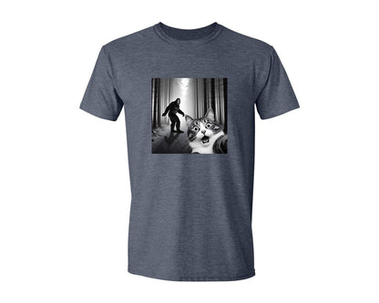 brand:Generic|color:Heather Navy|Cat Selfie With Sasquatch Graphic T-Shirt