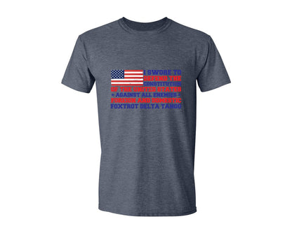 brand:Generic|color:Heather Navy|Foxtrot Delta Tango Resistance Graphic T-Shirt