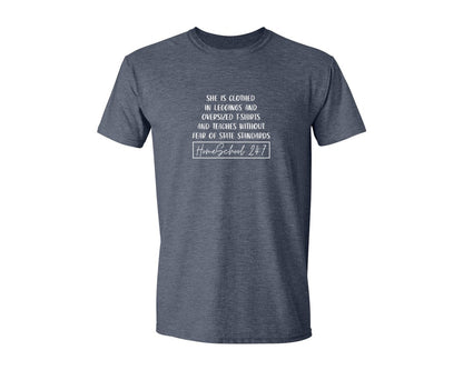 brand:Generic|color:Heather Navy|She Is Clothed Homeschool Mom Mama Graphic T-Shirt