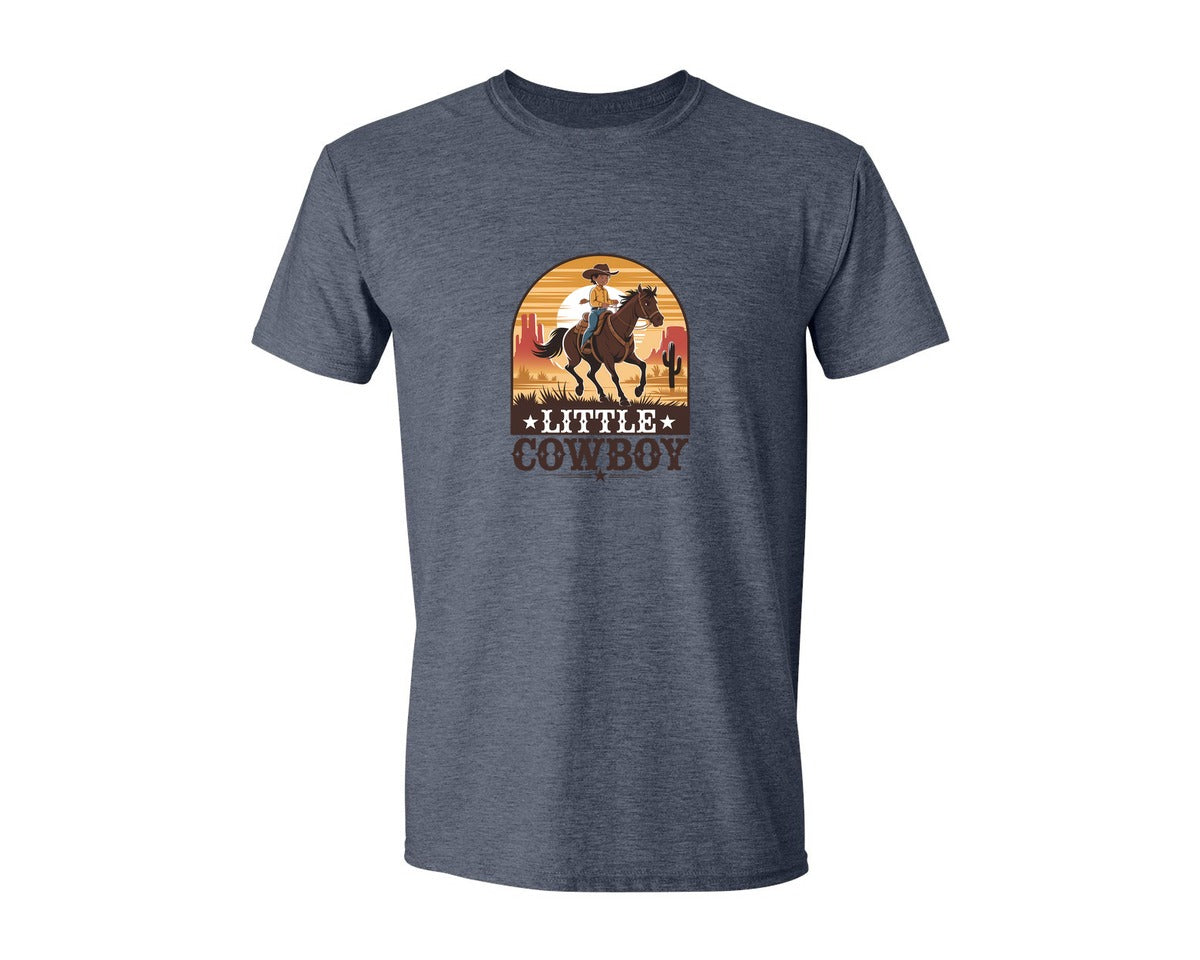 brand:Generic|color:Heather Navy|Little Cowboy Western Horse Riding Graphic T-Shirt